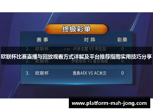 欧联杯比赛直播与回放观看方式详解及平台推荐指南实用技巧分享